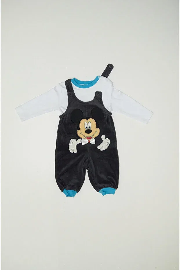 Детский комбинезон с вельветом модель Winter velvet double-sided hand-embroidered snap-button closure cycling collar baby boy romper Baby Slon Kids Clup, Anthracite Gray