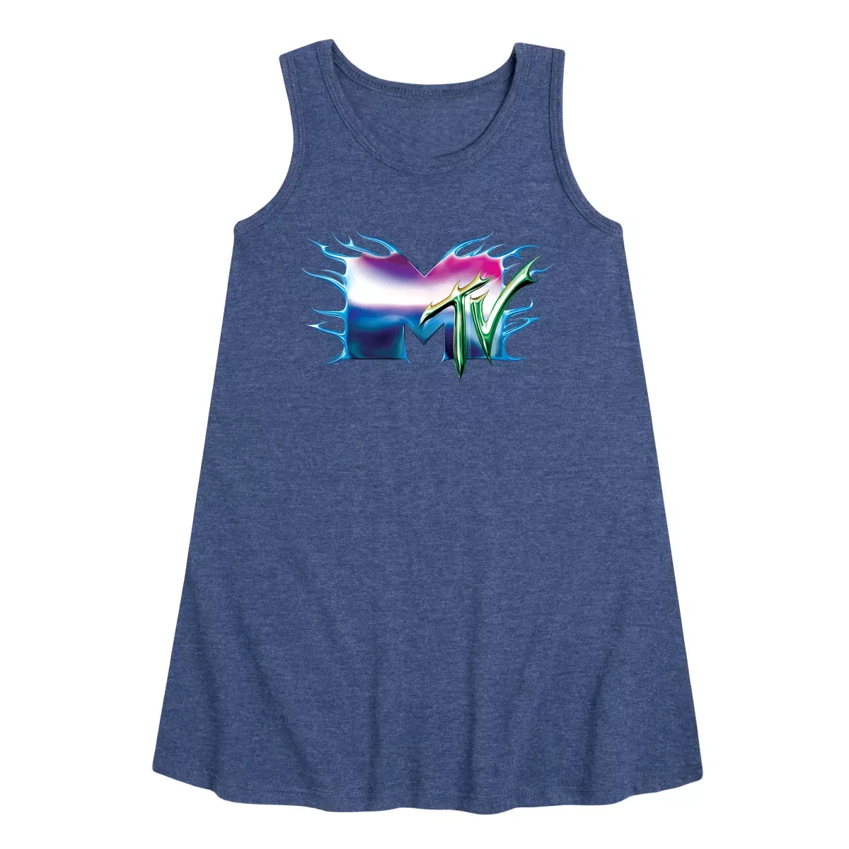 Детское платье без рукавов MTV Logo Liquid Metal, Цвет Heather Navy