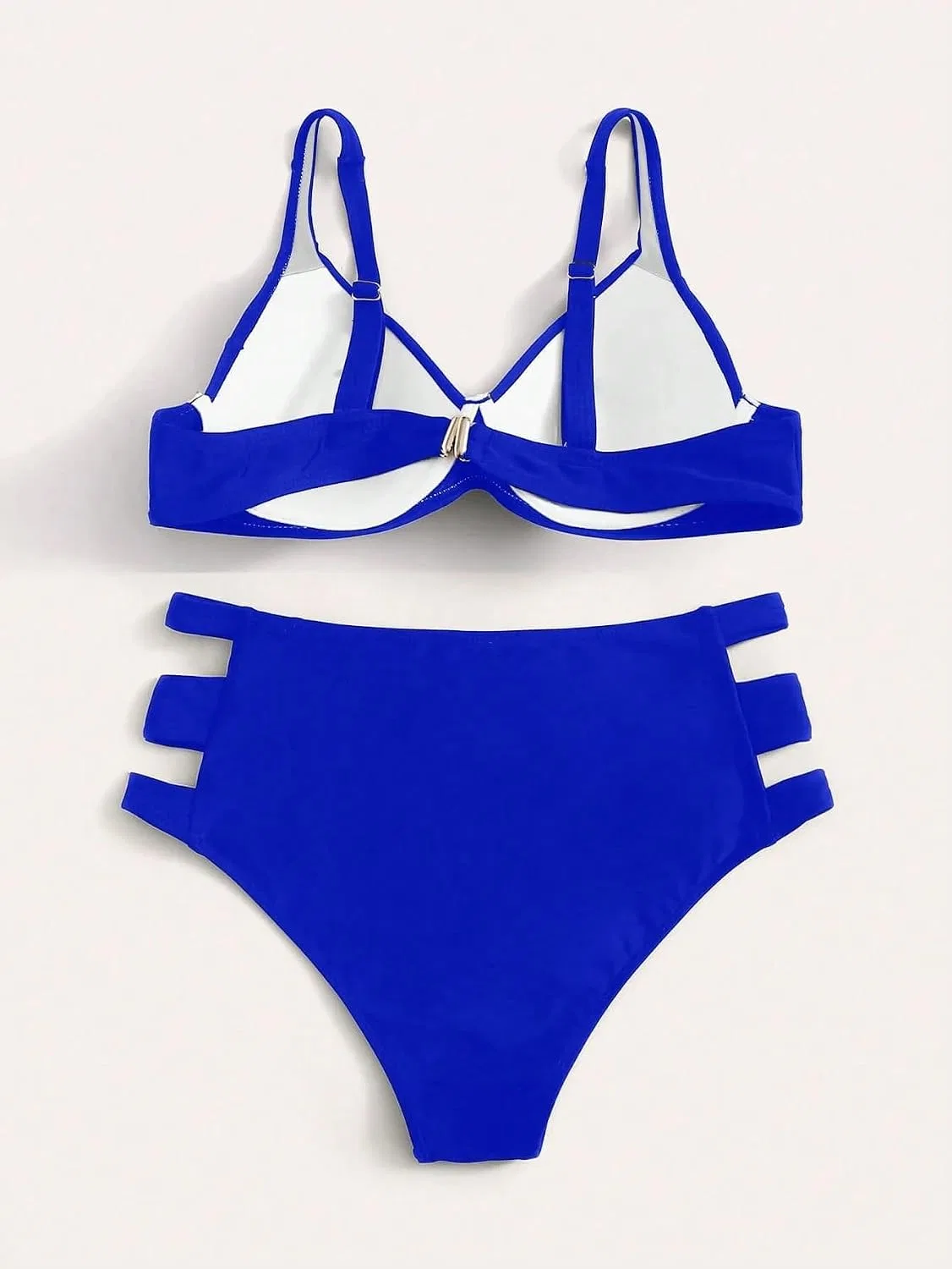 Женский бикини-сет с вырезами и бретельками, Royal Blue — фото 4