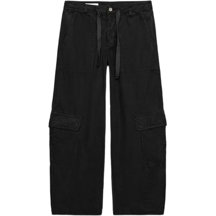 Женские карго-брюки с множеством карманов, свободного кроя, ZARA, Black