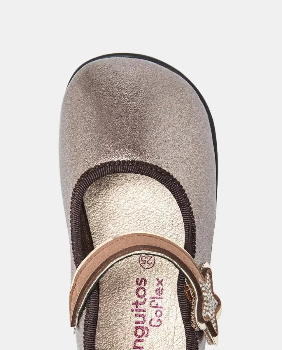 Детские балетки для девочек с принтом Merceditas Barefoot Conguitos, Plata — фото 3