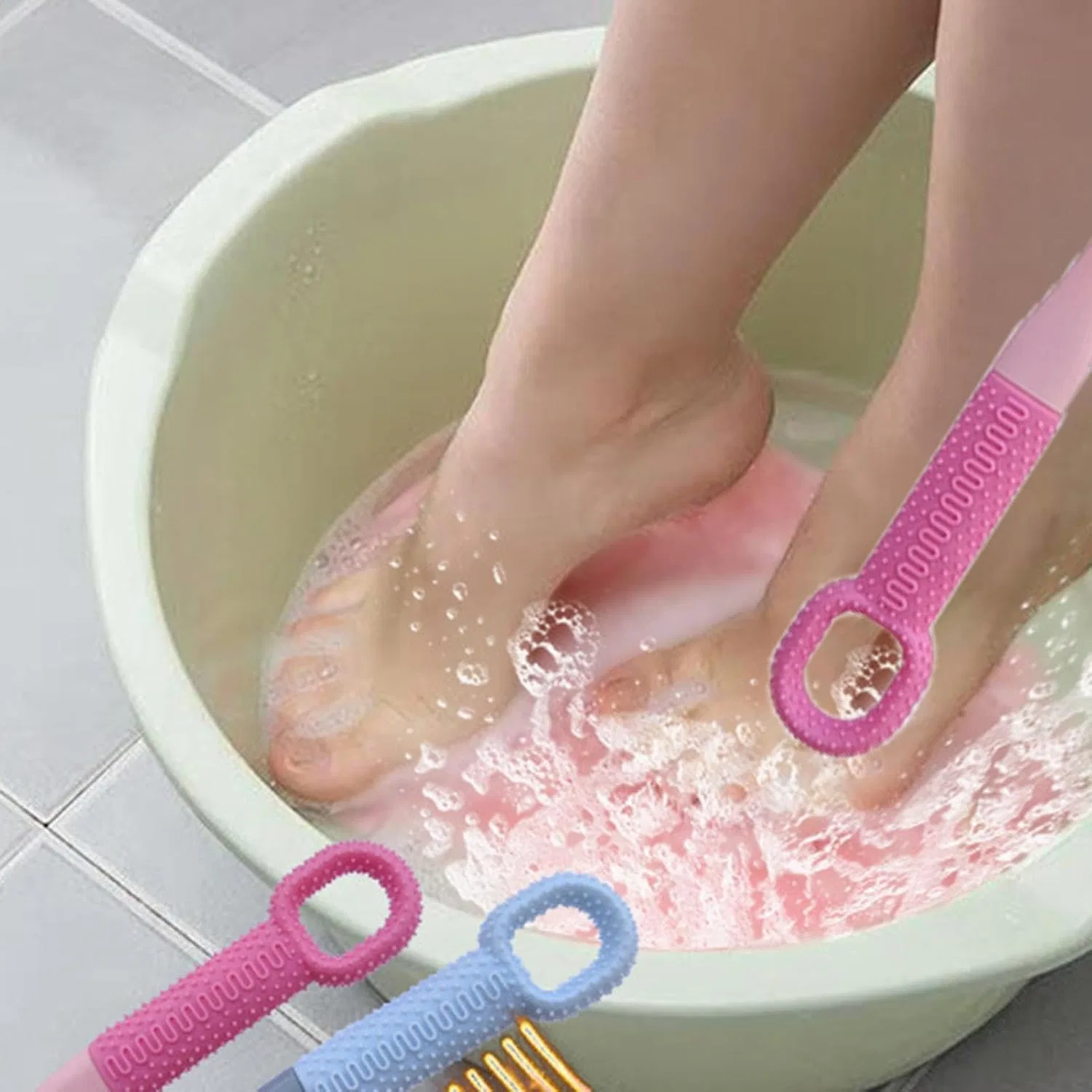Щетка для мытья ног, Silicone Foot Scrubber, Generisch, 1 шт, 40 см, Rose — фото 3
