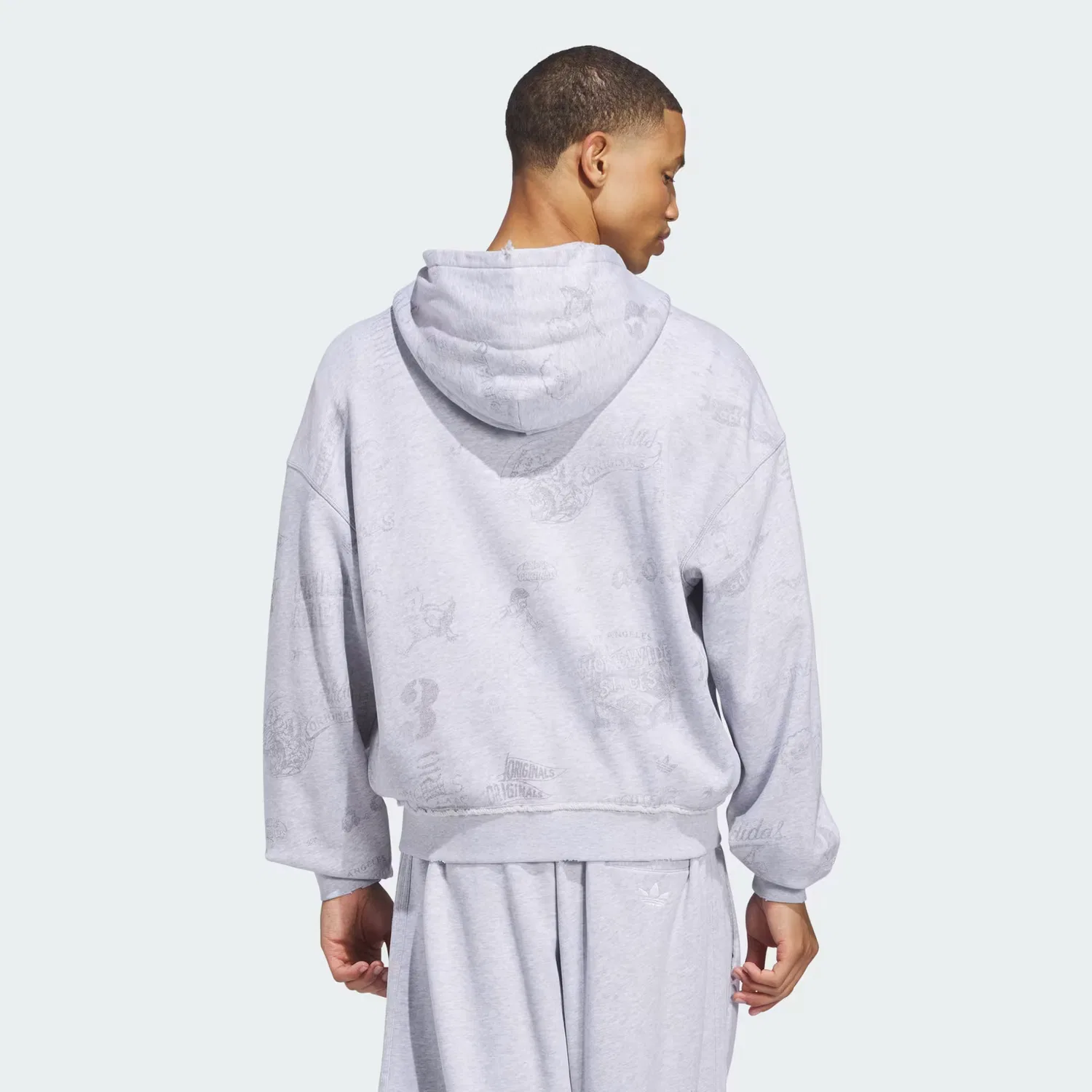 Мужское худи на молнии свободного кроя AOA Full Zip Adidas Originals, светло-серый меланж — фото 2