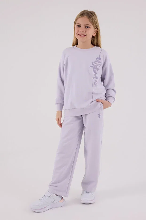 Детский комплект спортивного костюма для девочек с вышивкой Licensed U.S. Polo Assn., Lilac