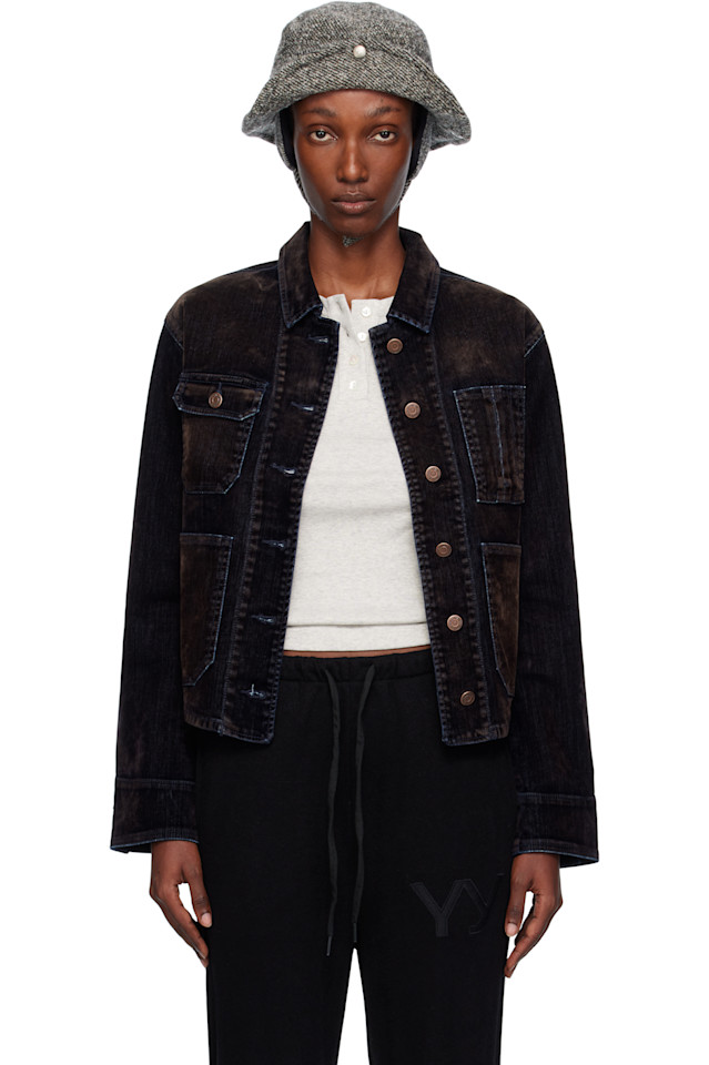 

Бархатная джинсовая куртка дальнобойщика Open Yy, черный