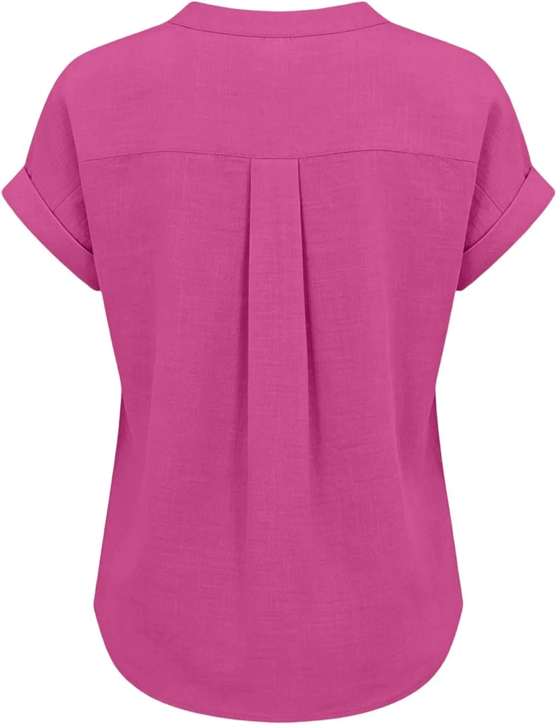 Женская льняная футболка с V-образным вырезом Cotton Linen, Pink — фото 4