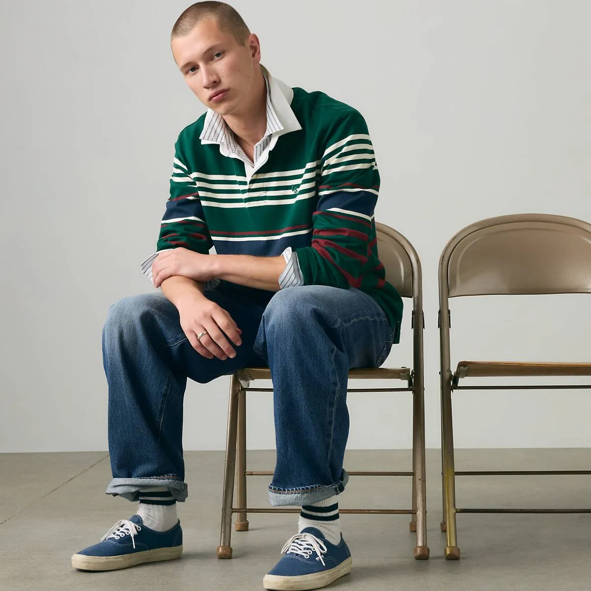 Регбийная футболка Union Levi's, Amos Stripe Ponderosa Pine - Green