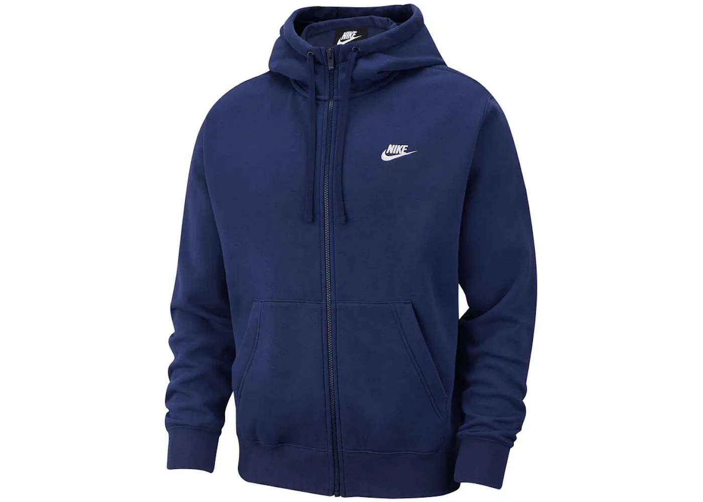 Мужская флисовая худи с длинной молнией Nike Sportswear Club Fleece Full Zip, Midnight Navy/Midnight Navy/White