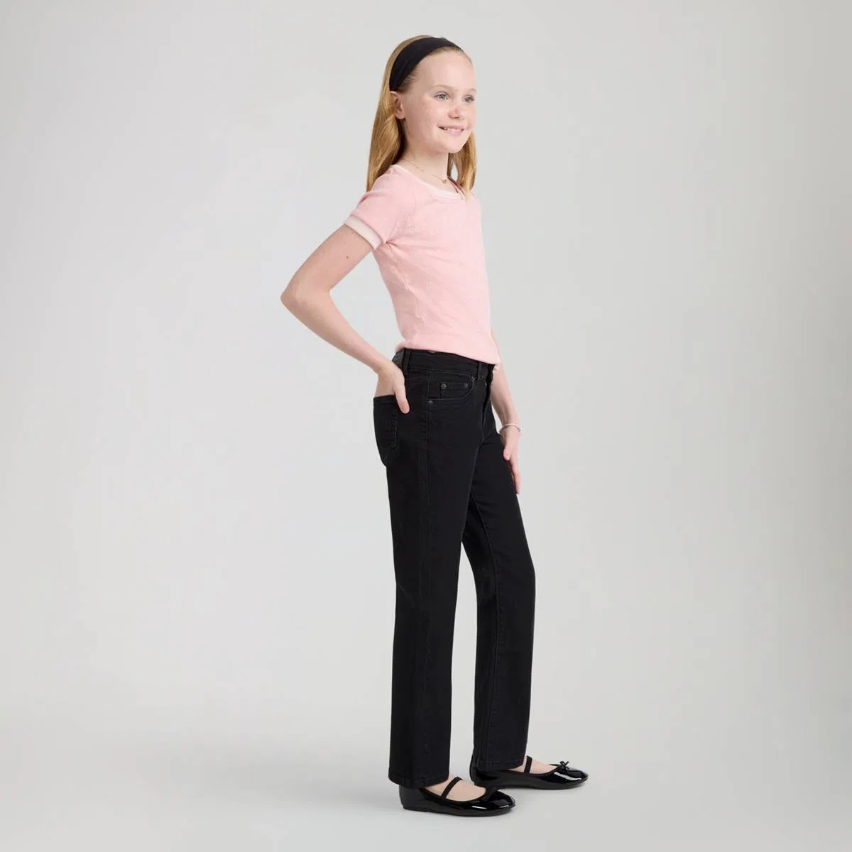 Классические джинсы-клеш для девочек 7-16 лет Levi's, Black Stretch - Dark Wash — фото 3
