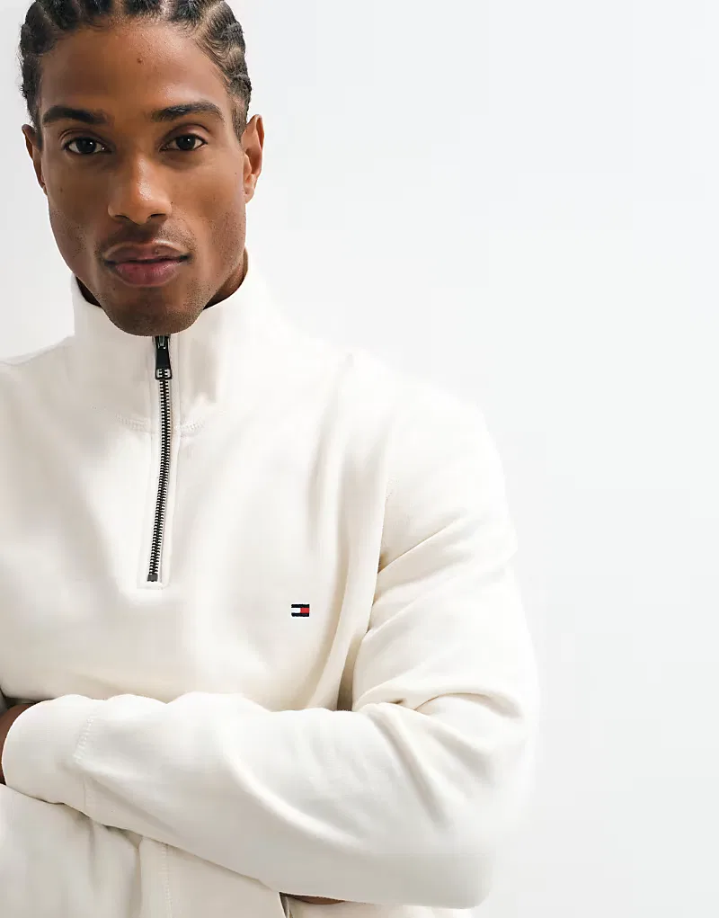 Толстовка Tommy Hilfiger с логотипом в виде флага, на молнии до середины груди, кремовый