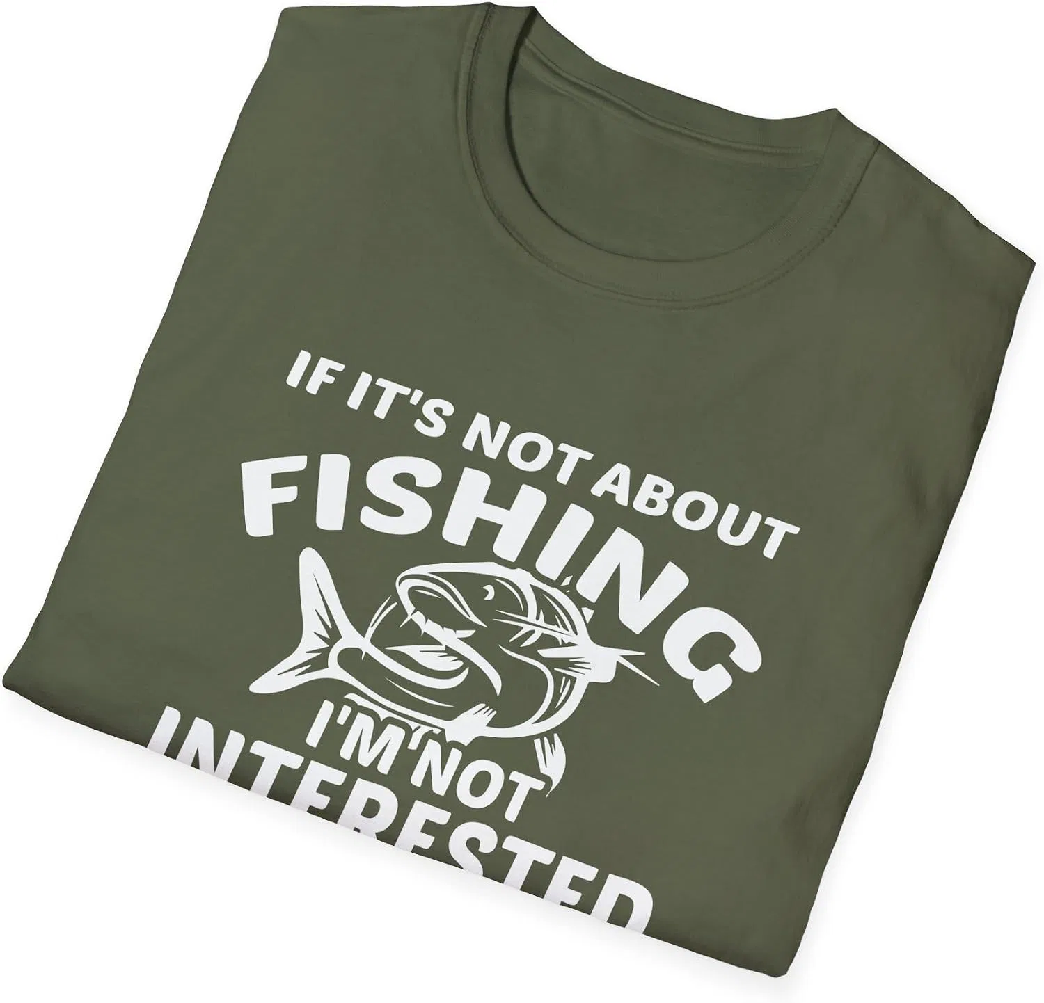 Мужская футболка с принтом Fishing Gildan 64000, Military Green — фото 4