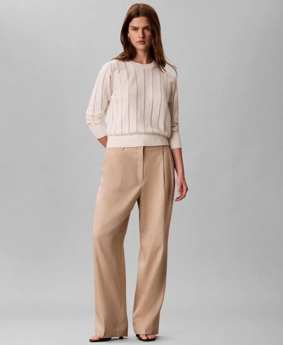 Брюки женские широкие с защипами Calvin Klein, Brown