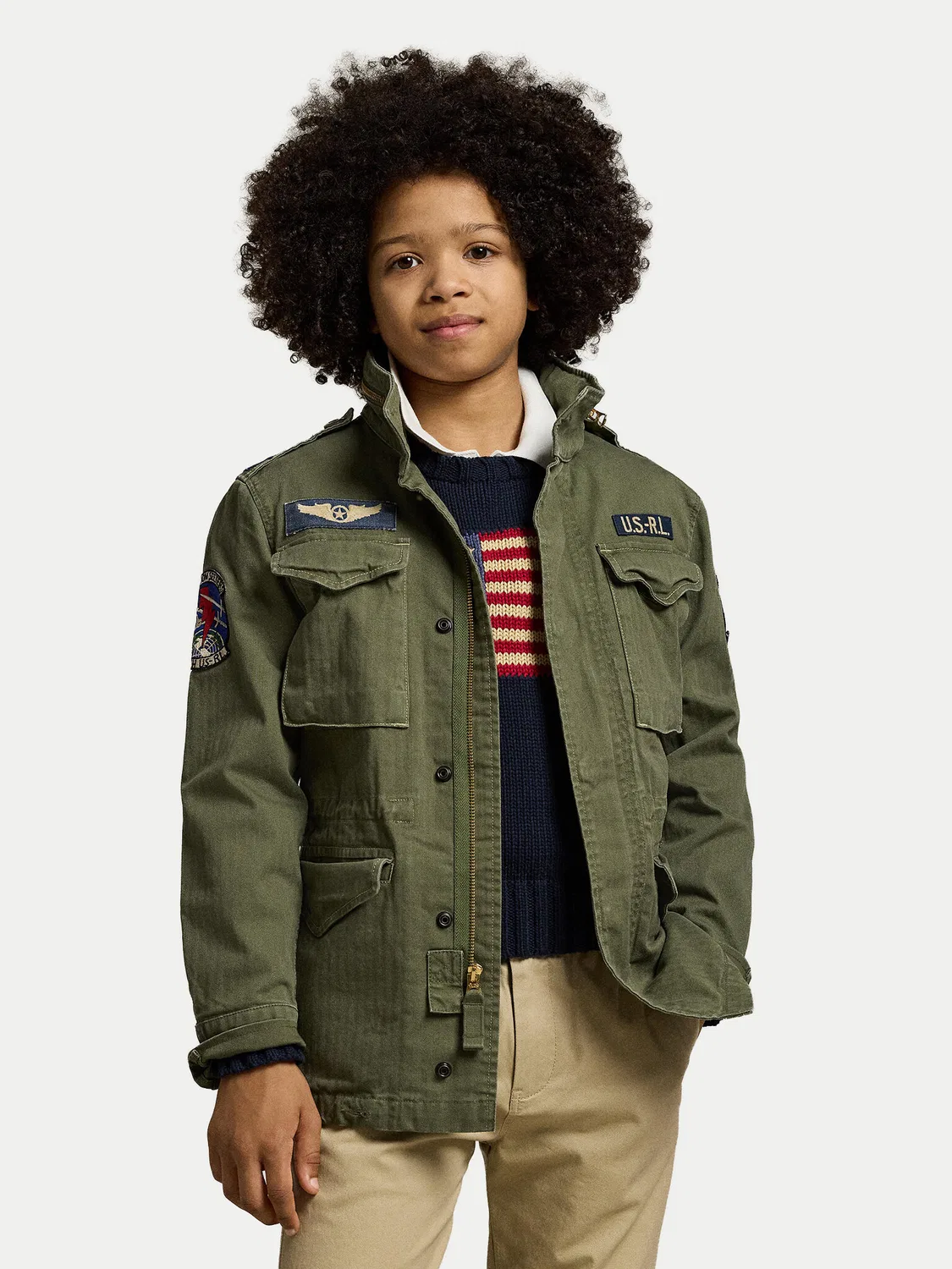 Демисезонная куртка стандартного кроя для мальчика Polo Ralph Lauren, хаки