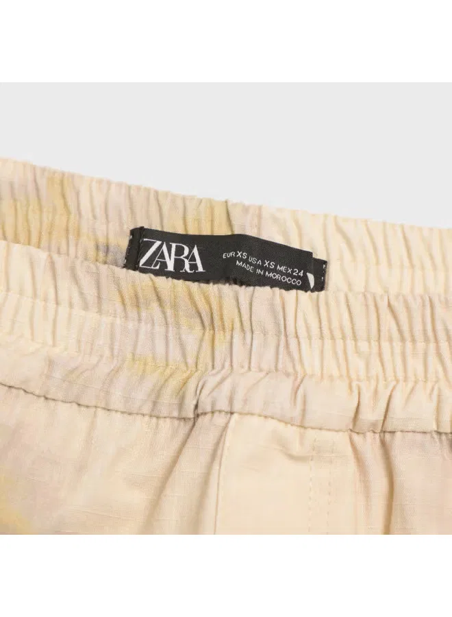 Юбка короткая с принтом тай-дай Zara, бежевый — фото 4