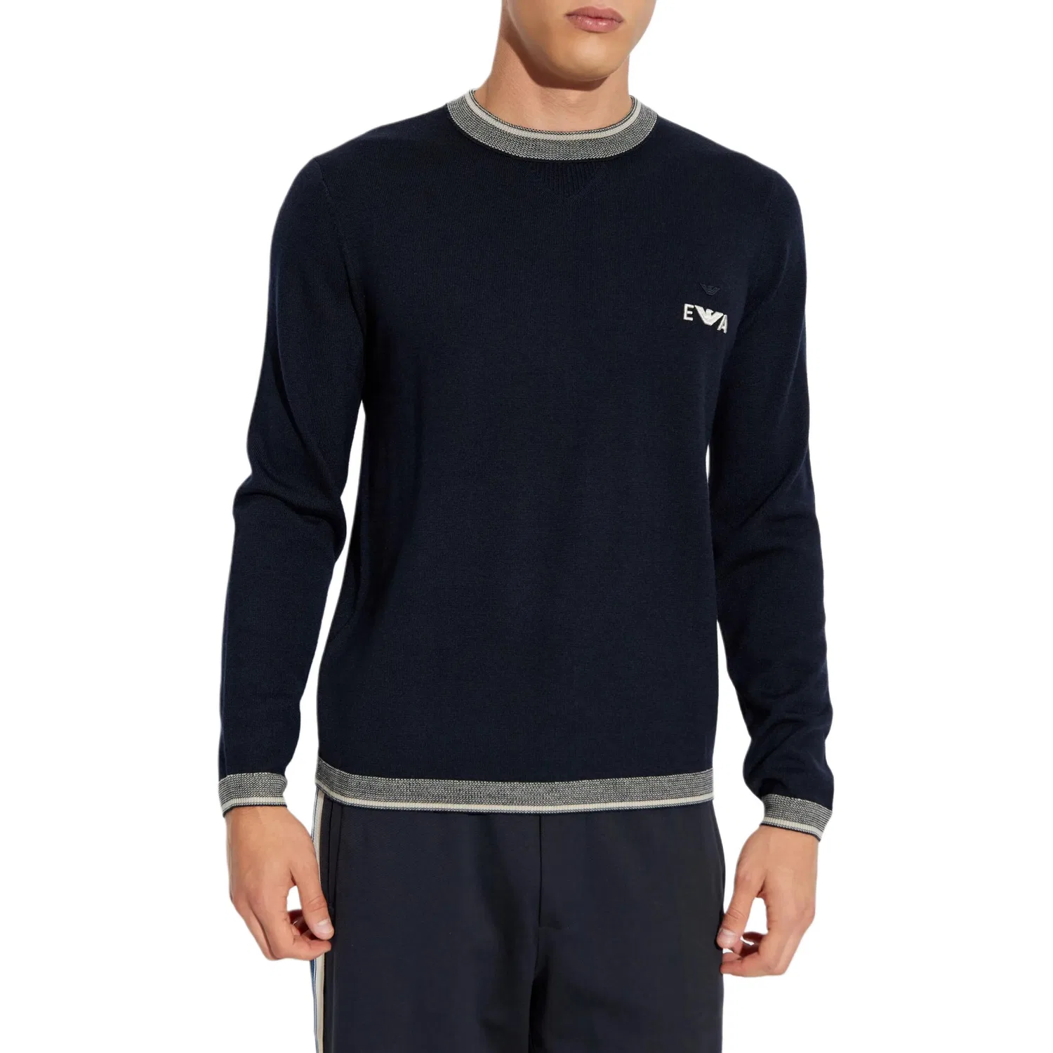 Мужской джемпер с вышитым логотипом Emporio Armani, Marine Blue — фото 3