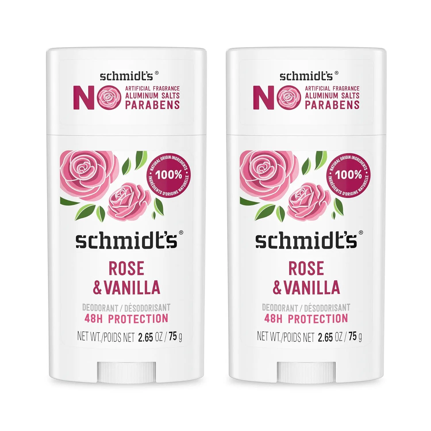 Дезодорант Шмидта, Роза и Ваниль, 2 упаковки по 75 г Schmidt'S