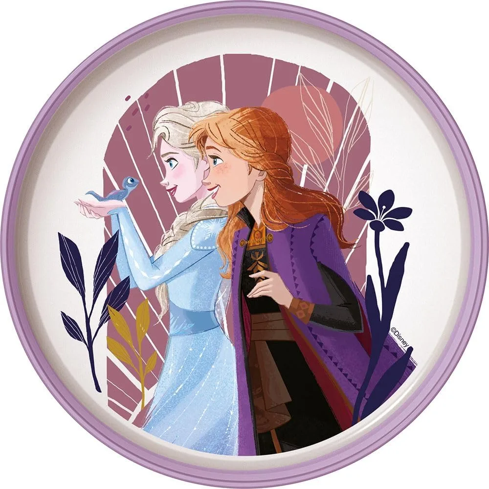 Пластиковая тарелка Tataway Disney Frozen Эльза и Анна для девочек с противоскользящей основой, белая и фиолетовая Stor