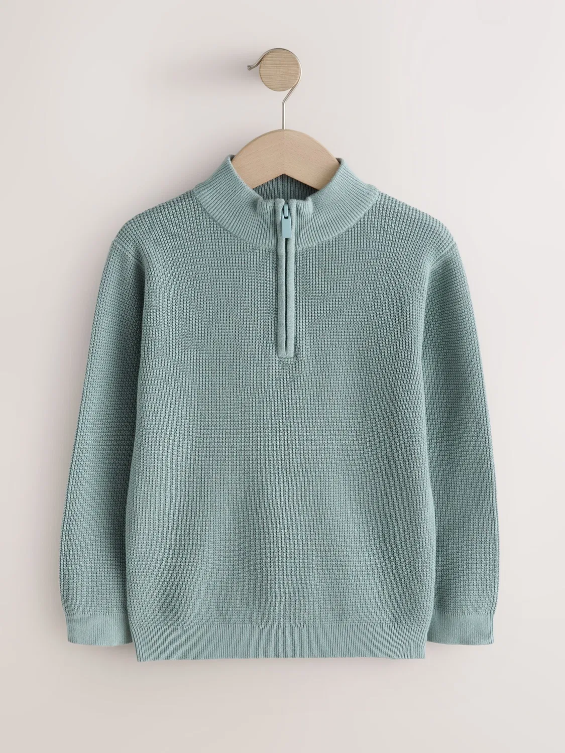 Свитер с фактурным узором и молнией, Mineral Blue Next