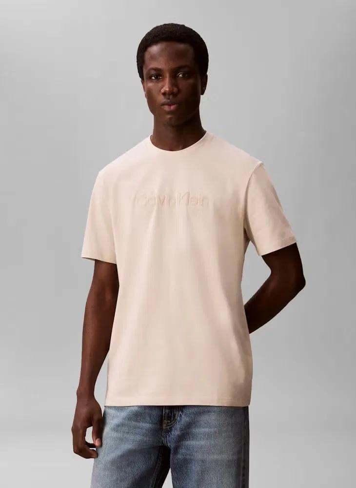 Футболка с принтом и логотипом Graphic logo Calvin Klein, овсяный