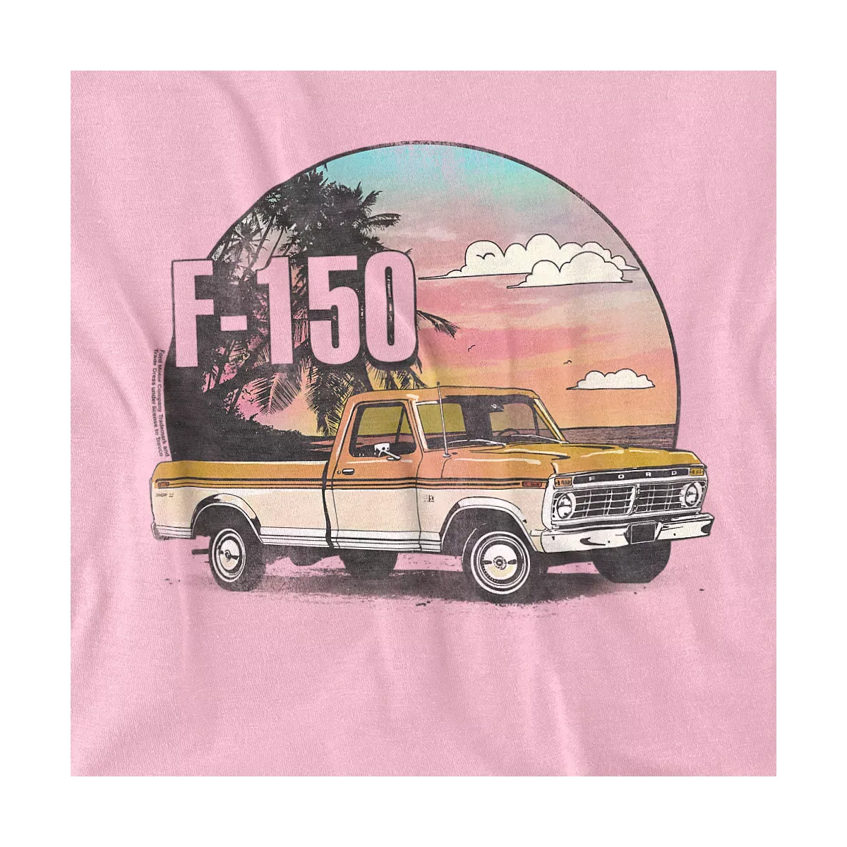 Детское боди с коротким рукавом с принтом Ford Trucks F150 At The Beach Ford, Pink — фото 2