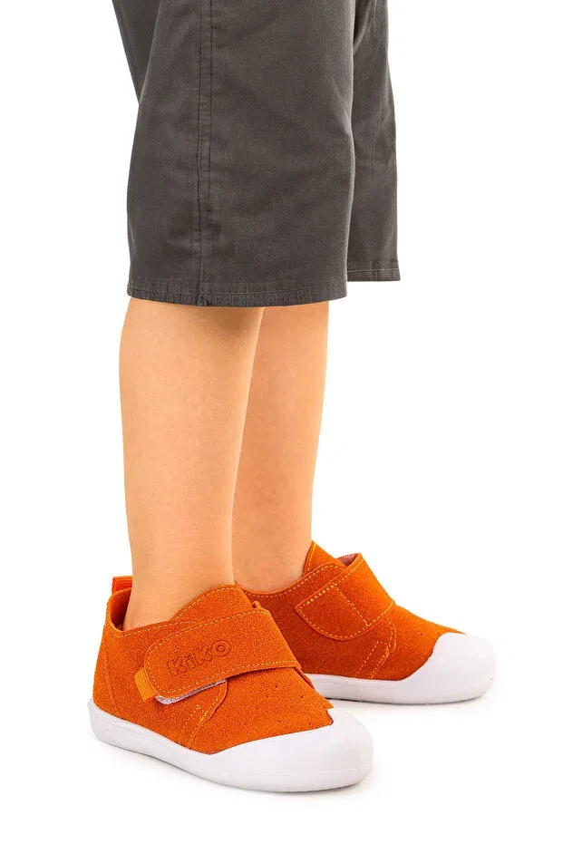 Детские повседневные туфли на липучке с коротким каблуком Rosie First Step Kiko Kids, Orange — фото 3