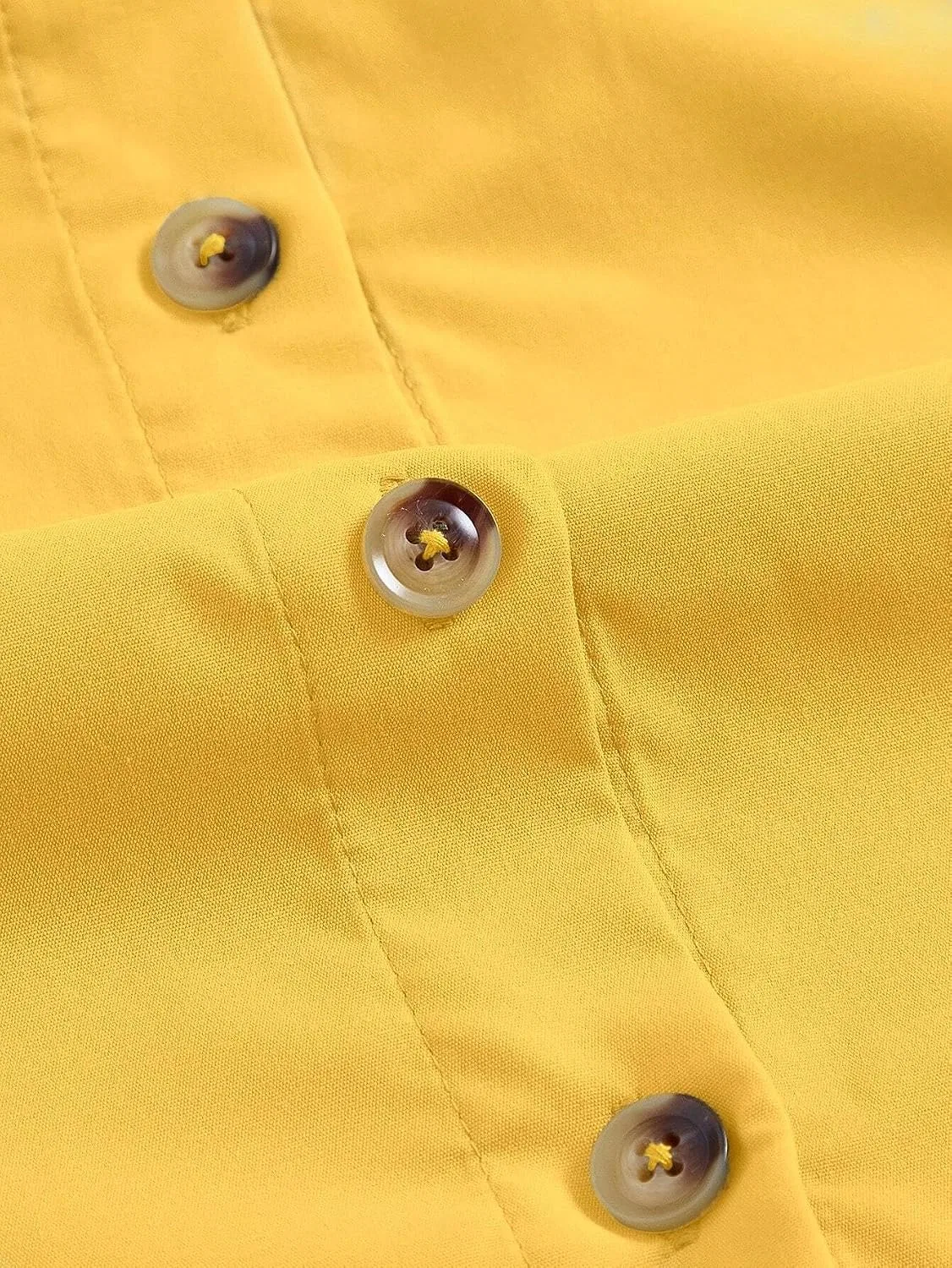 Женское расклешенное платье-комбинация с пуговицами и карманами Yellow — фото 2
