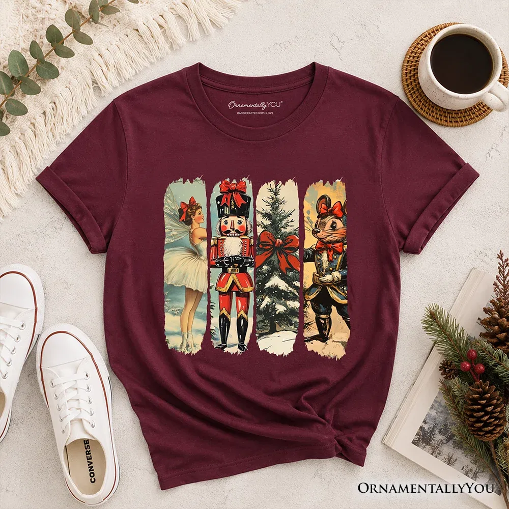 Детская футболка с принтом мыши и банта Nutcracker Mouse OrnamentallyYou, Maroon