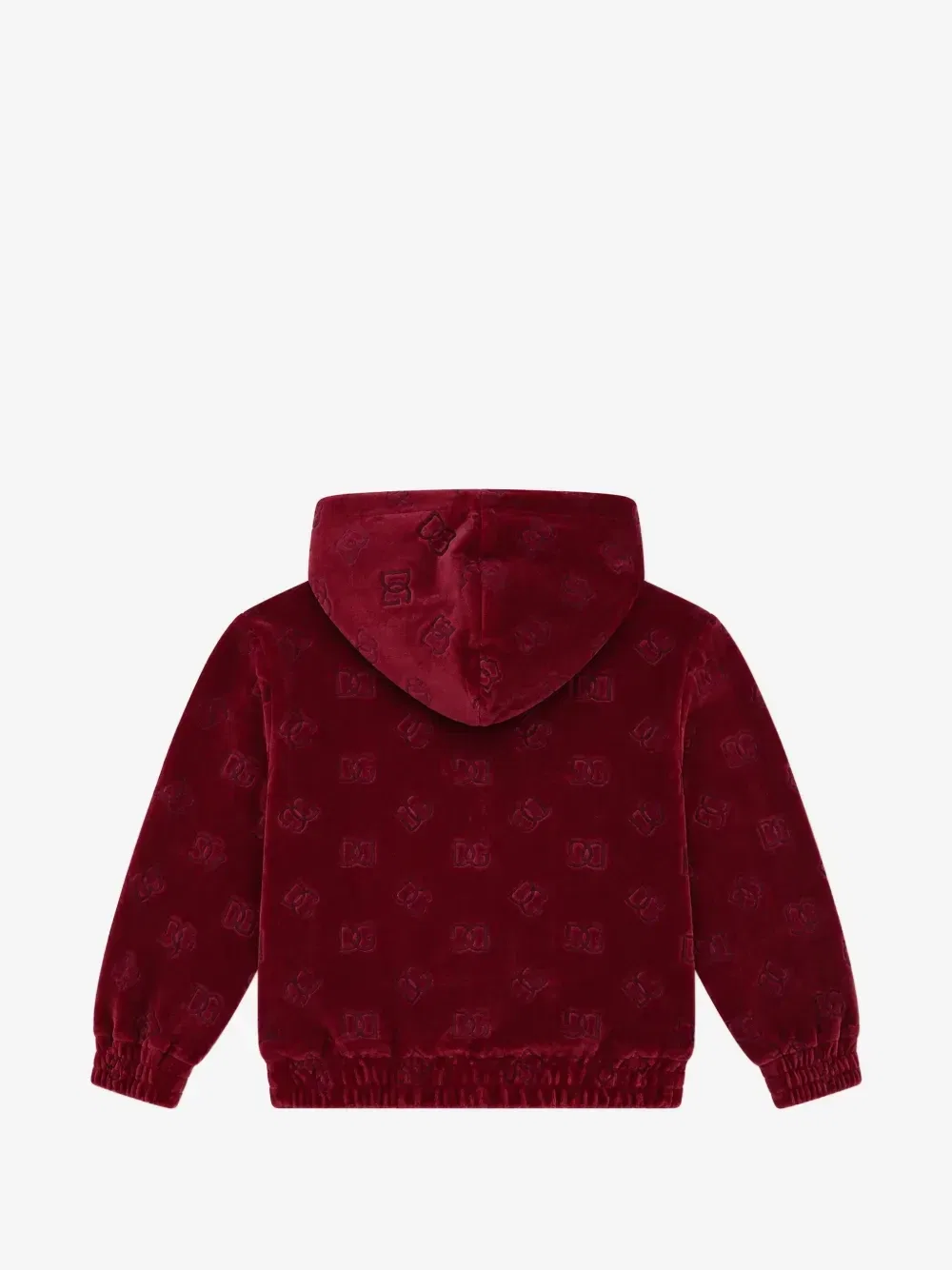 Бархатное худи с тисненым логотипом Dolce & Gabbana Kids, красный — фото 2