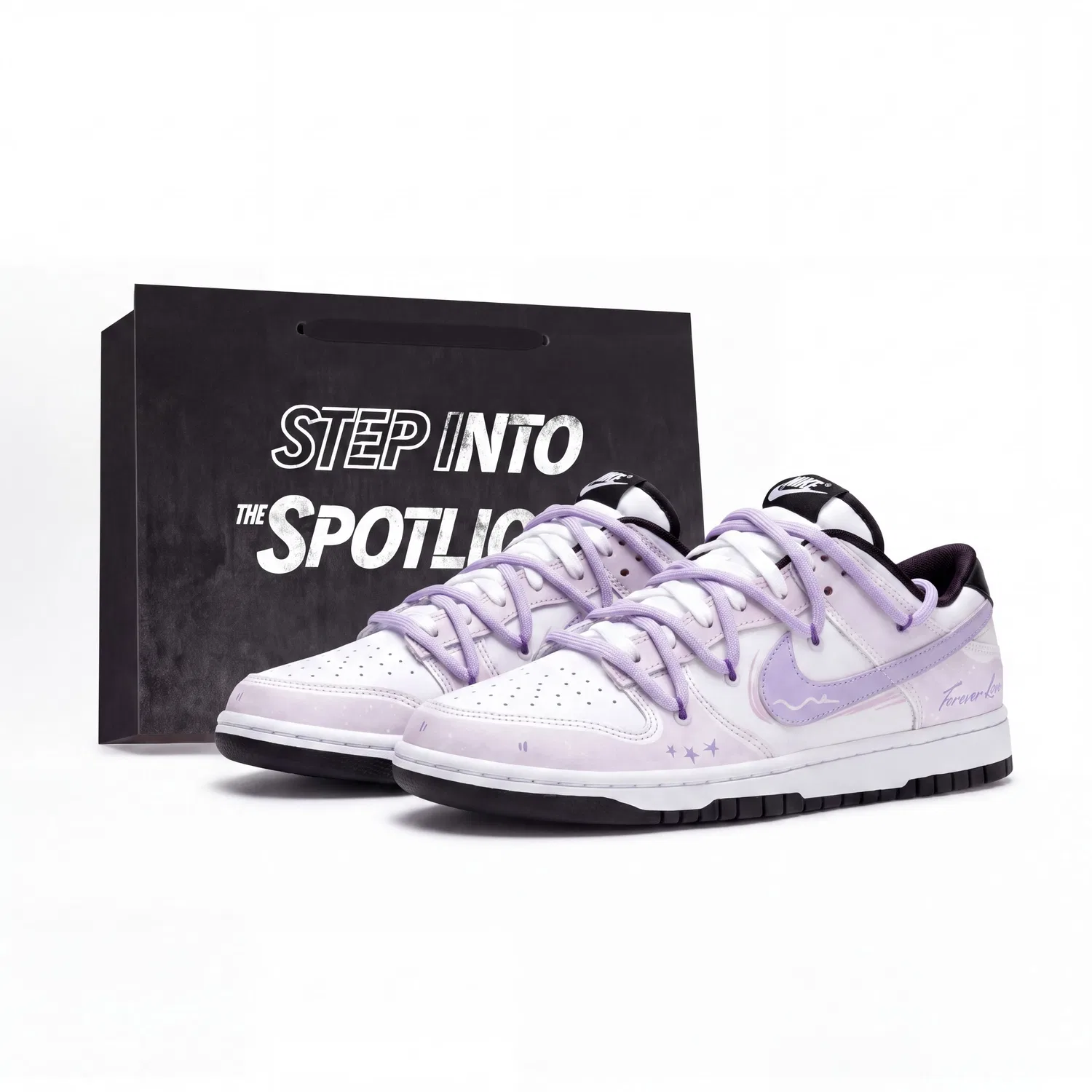 Детские кроссовки для скейтбординга с кожаным верхом Dunk, Nike, Purple Timeless-Custom Shopping Bag