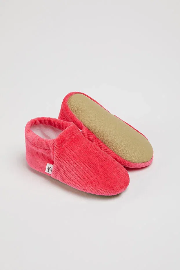 Детские пинетки для девочек из вельвета Classic slip-on Babyzilla, Pink — фото 2