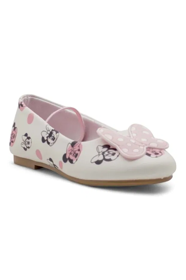 Детские балетки для девочек из искусственной кожи Minnie Mouse, White — фото 3