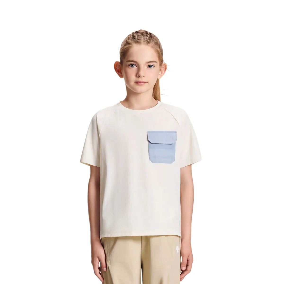 Детская футболка с круглым вырезом из тонкого хлопка Thin, DESCENTE, Cream