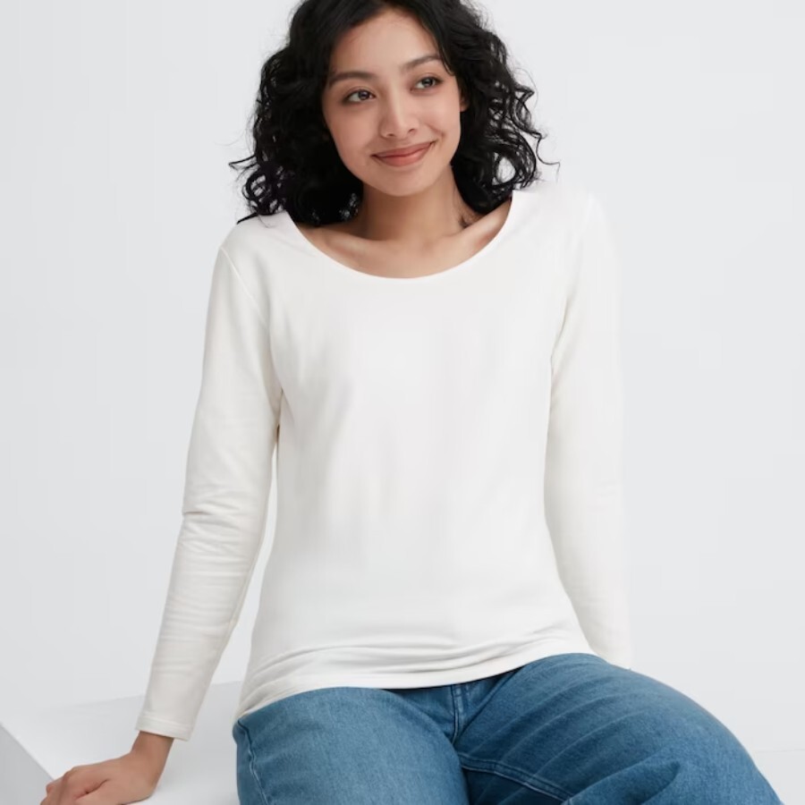 

Лонгслив Uniqlo Heattech Extra Warm Cotton, молочно-белый