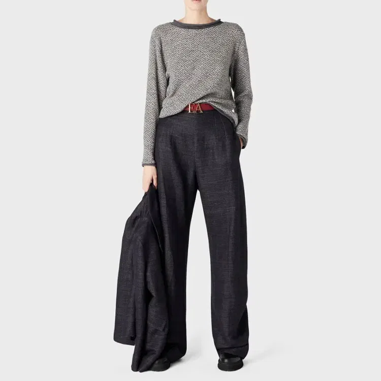 Женский свитер с круглым вырезом EMPORIO ARMANI, Gray — фото 4