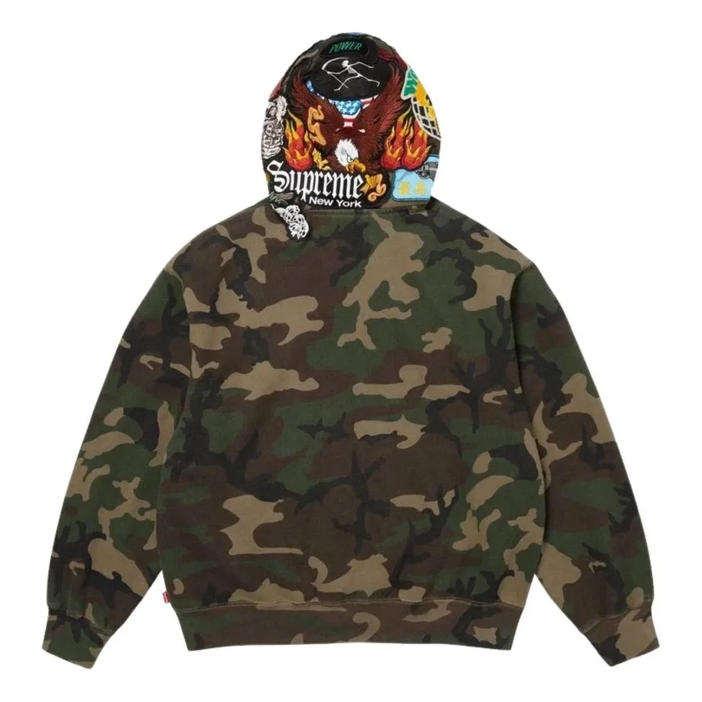 Мужское худи FW26 Patches Zip Up Hooded Sweatshirt 'Woodland Camo' Supreme, Woodland Camo