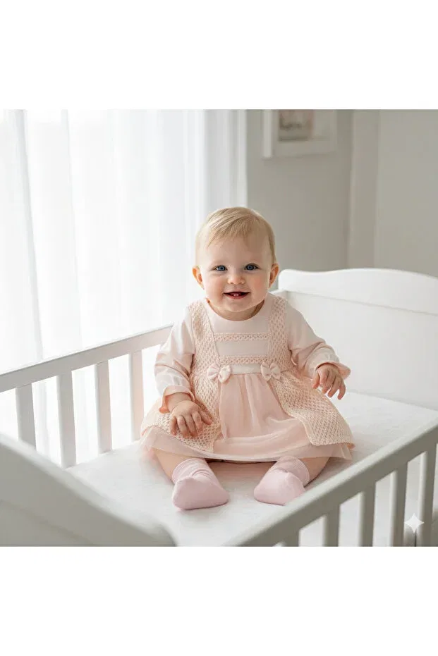 Детское платье для девочек с кружевом Mevlütlük Miniday Baby, Pink