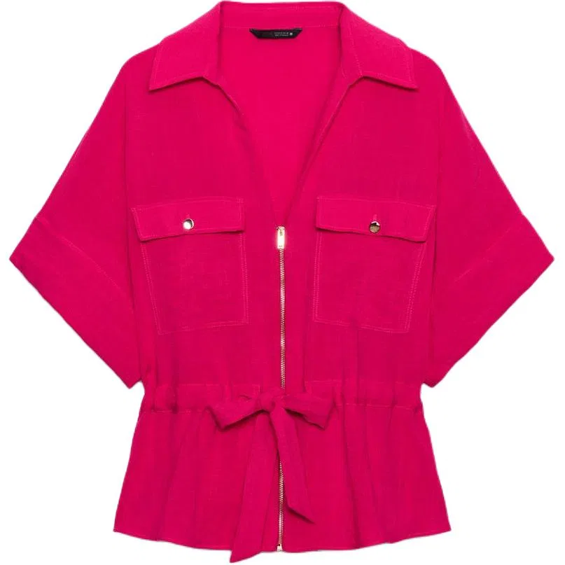 Женская рубашка с отложным воротником Dark Purple Red ZARA