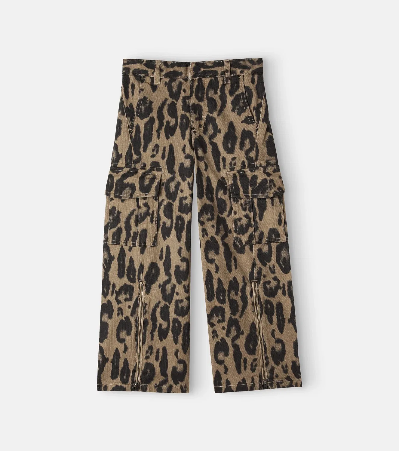 Джинсы с леопардовым принтом Stella Mccartney Kids, коричневый