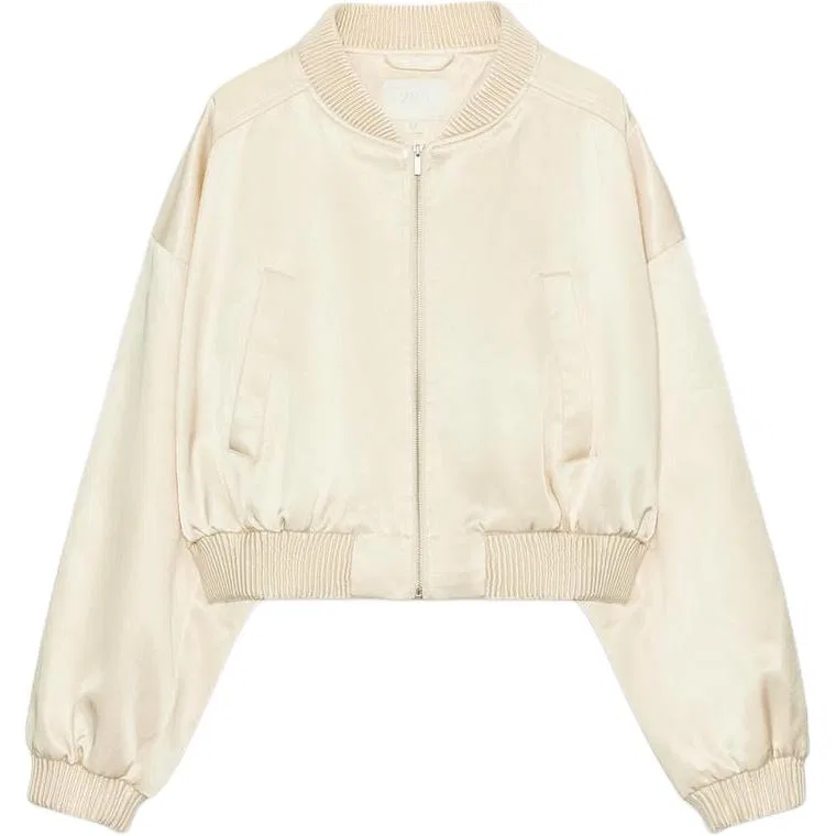 Женская куртка с бейсбольным воротником Beige ZARA, Beige