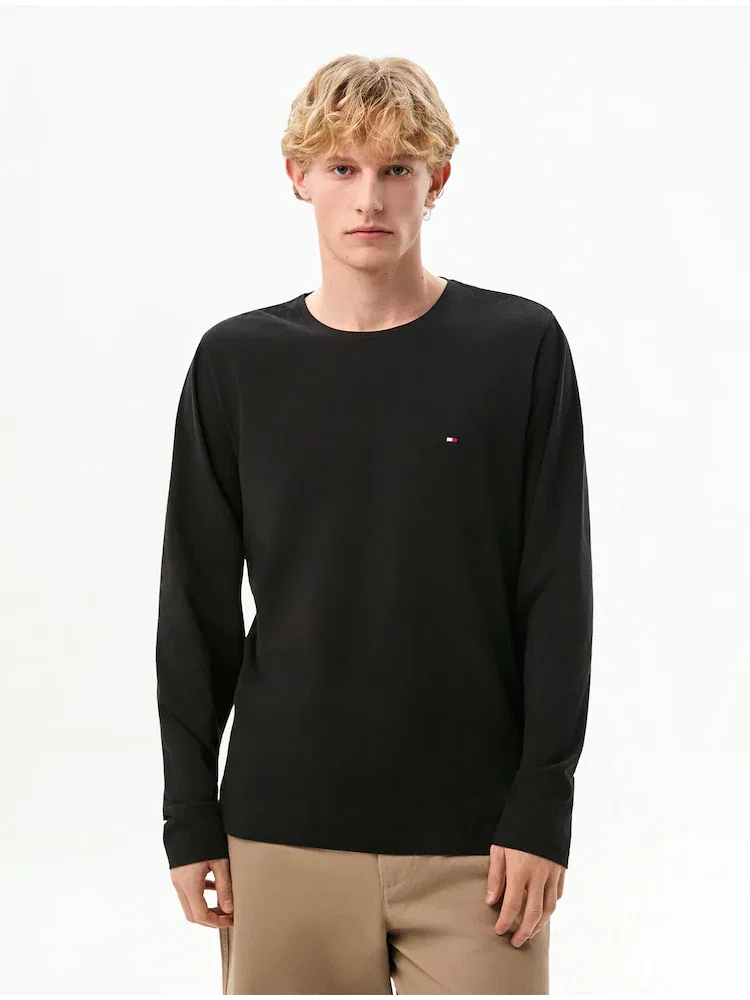 Футболка с длинным рукавом Slim Fit TOMMY HILFIGER, Black