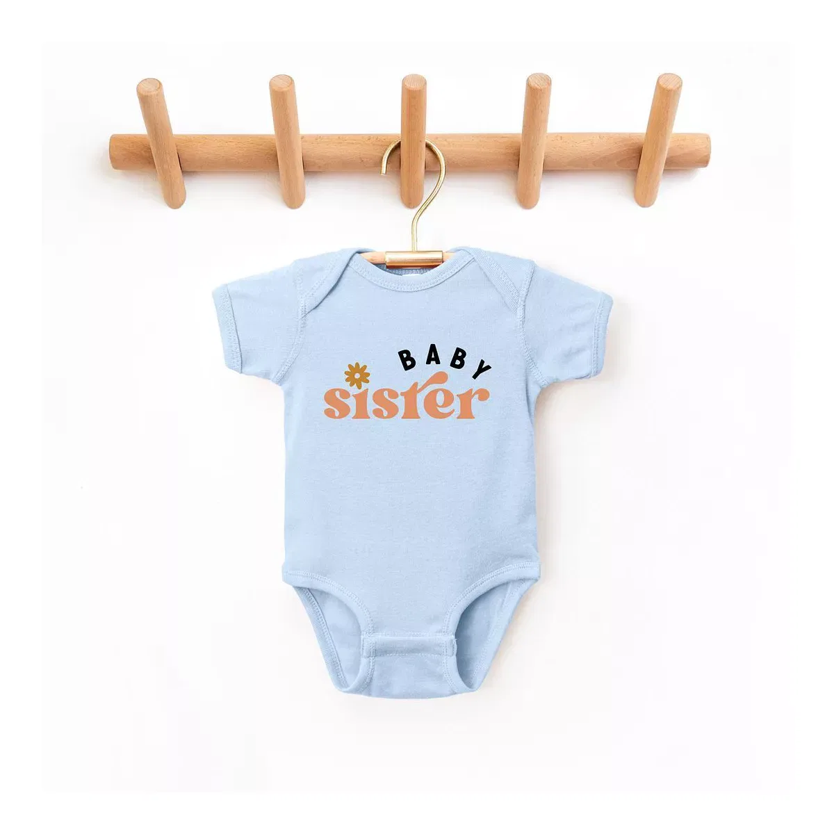 Детское боди для девочек с коротким рукавом Boho Baby Sister The Juniper Shop, Light Blue