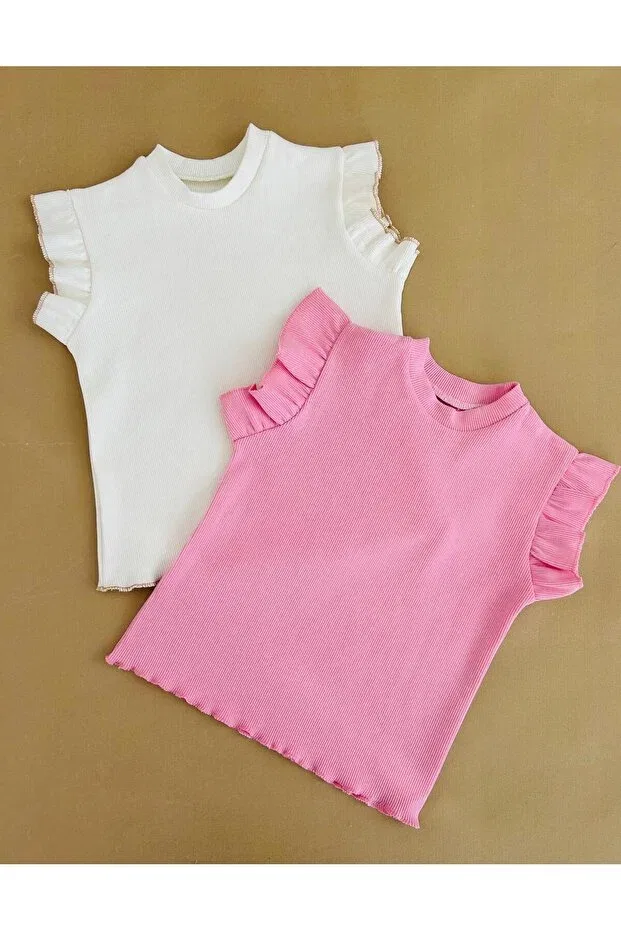 Детский комплект для девочек с рюшами Eymwes, White Pink