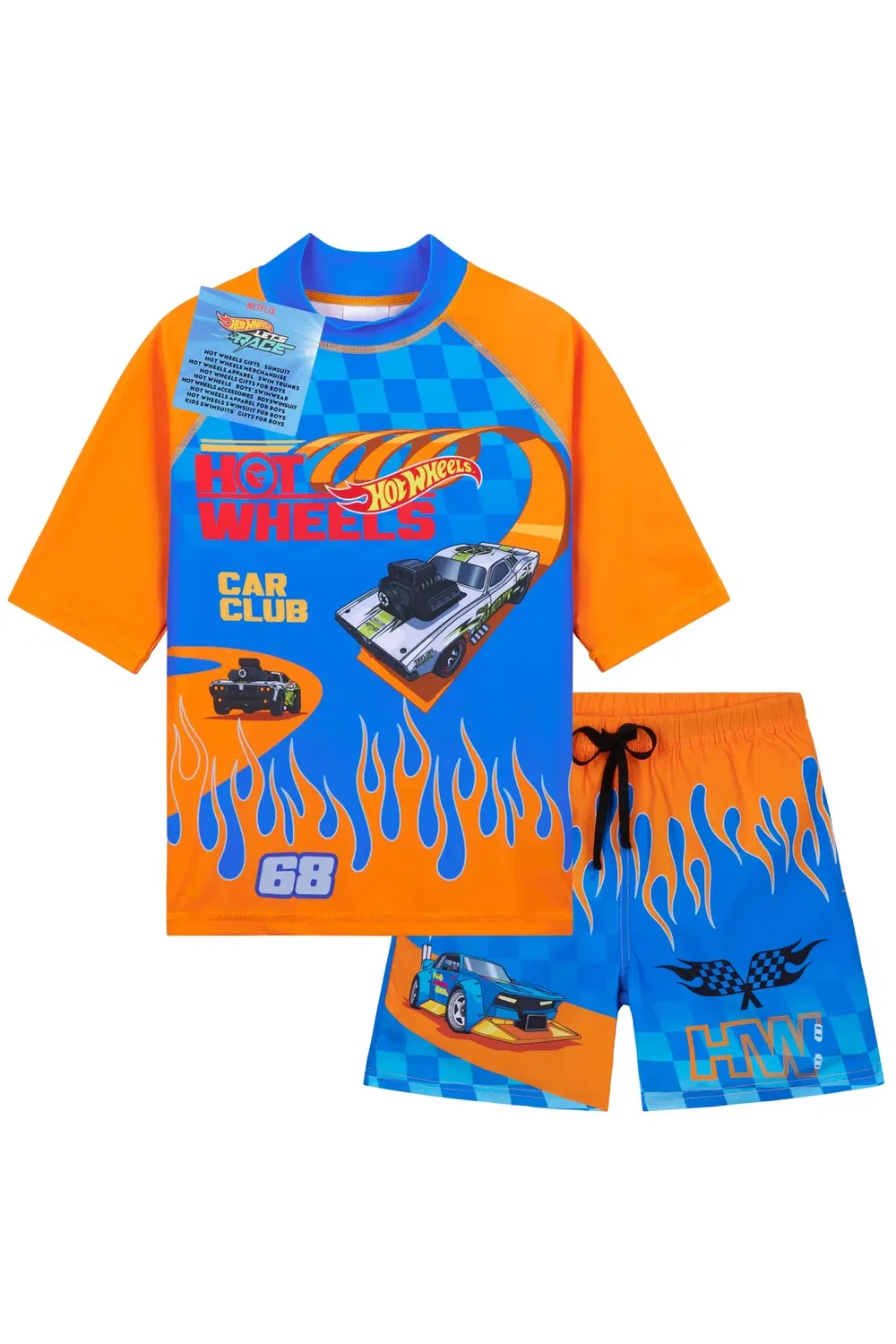 Детский комплект для плавания с защитой от солнца и шортами Hot Wheels, Multi