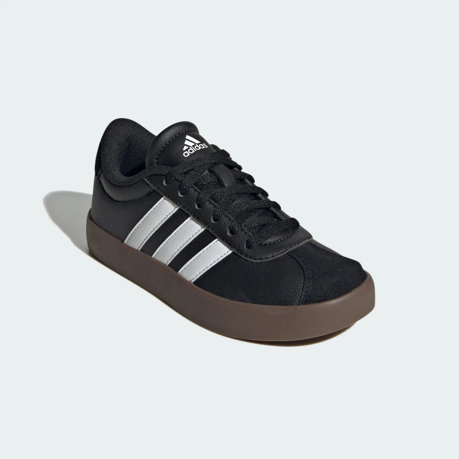 Детские кожаные кроссовки VL Court 3.0 Adidas, Schwarz Weiss Braun — фото 4