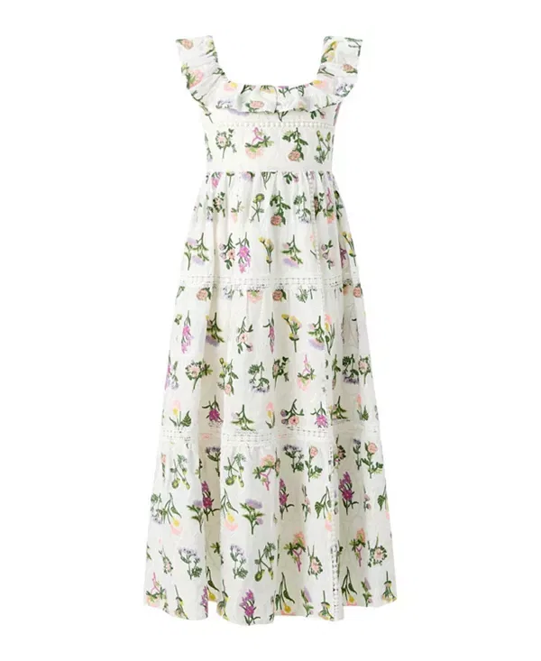 Детское платье для девочек с оборками Emely Frill Embroidered Maxi Dress Marlo Kids, Floral