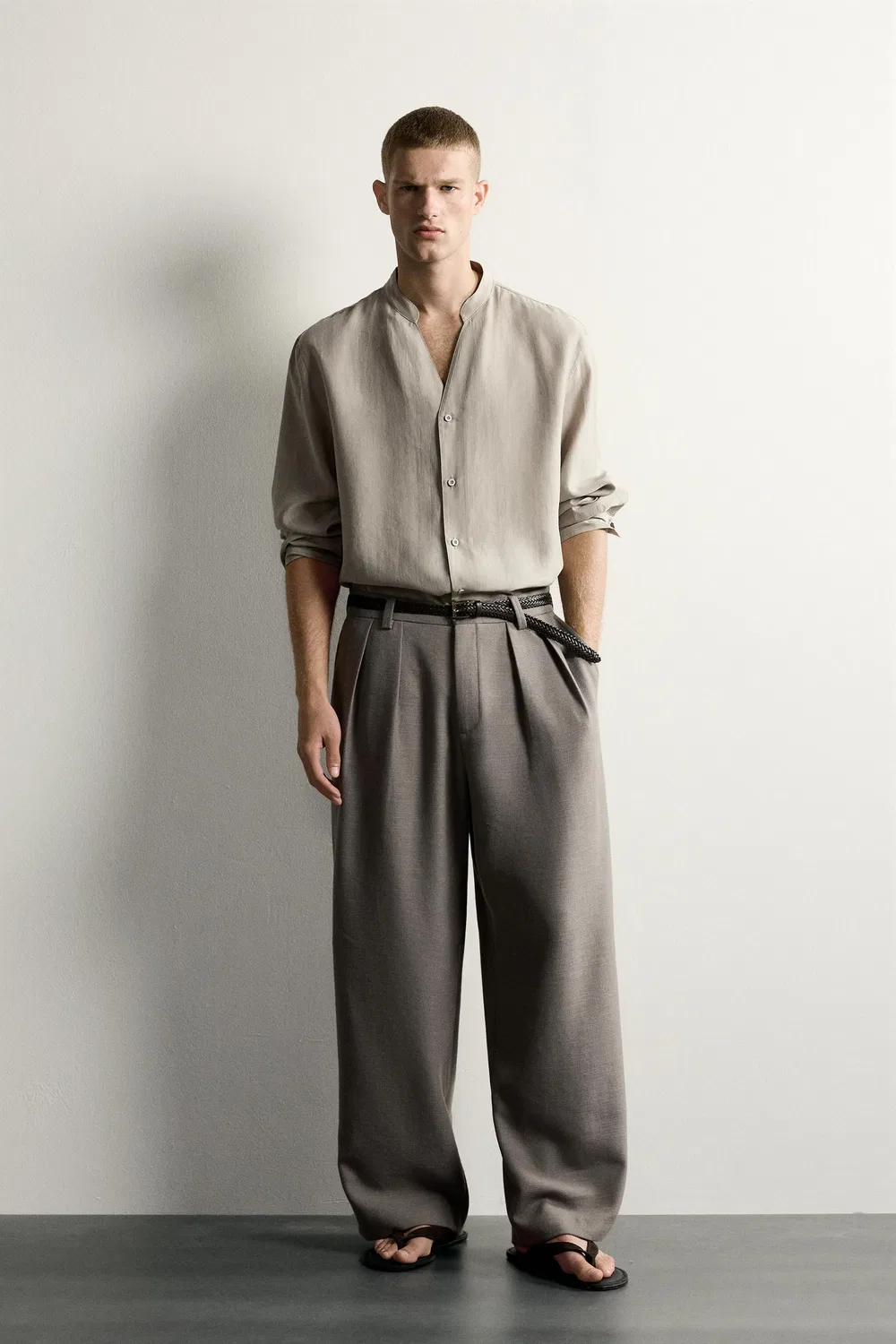 Свободная, струящаяся рубашка ZARA, Beige