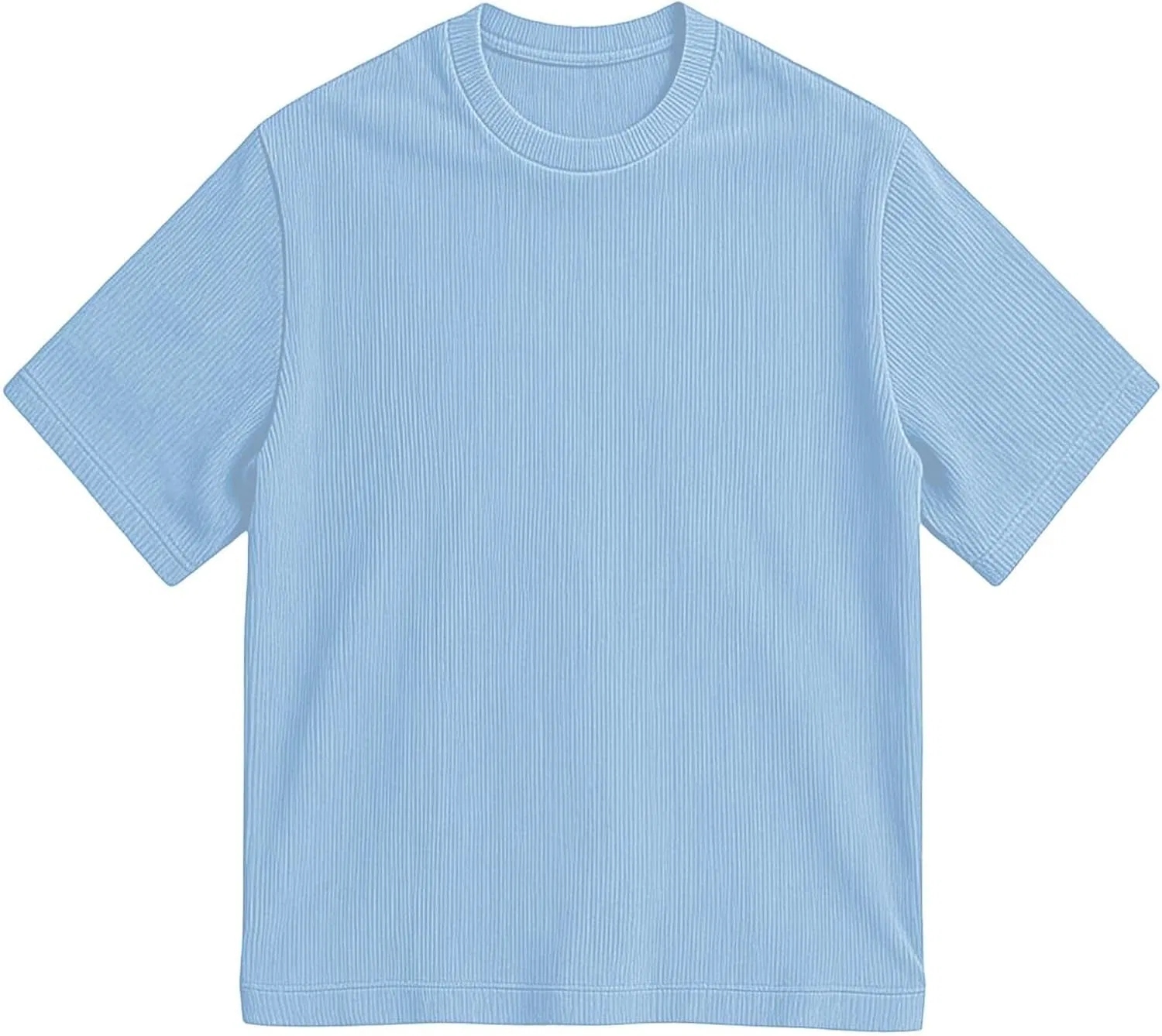 Мужская футболка с воротником-стойкой Corduroy Crewneck Tee Generic, Sky Blue — фото 3