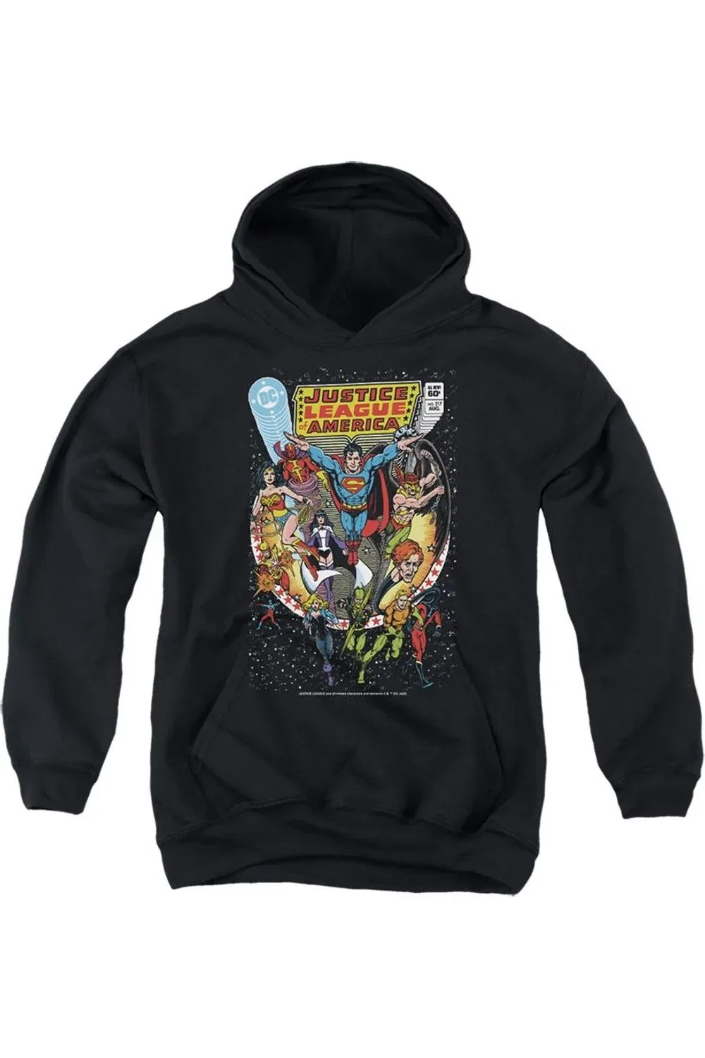 Детское худи с капюшоном с принтом Justice League No. 217 Gildan, черный