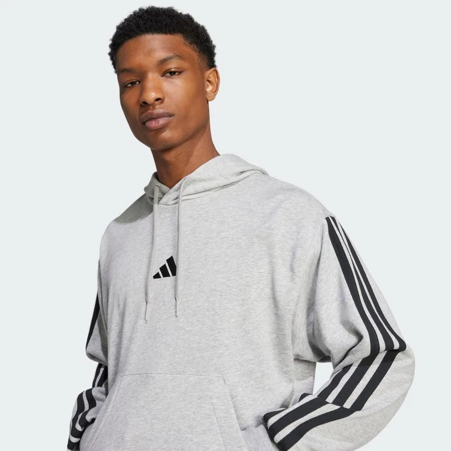 Худи с длинным рукавом Essentials 3-Stripes French Terry adidas, Серо-черный — фото 4