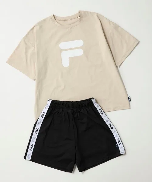 Детский комплект для плавания с логотипом FILA, с длинным рукавом Beige